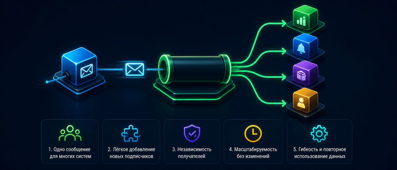 Иллюстрация паттерна «Публикация-подписка»